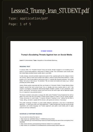 Student lesson PDF fitted into a compact mobile document view